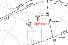ﾊﾟｰｸﾊｳｽ世田谷千歳台ｺﾝﾌｫｰﾄ近辺の拡大MAP